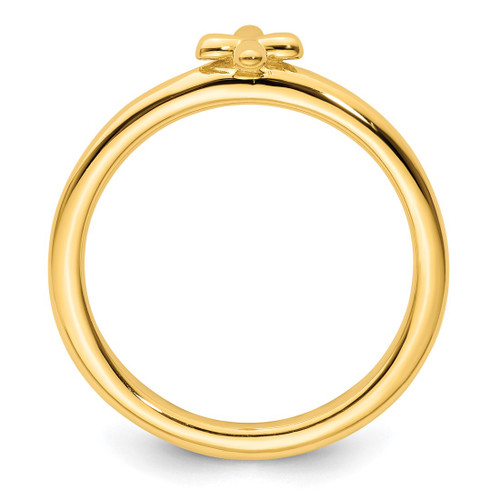 Sterling Silver Stackable Expressions Gold-Tone Cross Ring, 2.25 mm - View 2