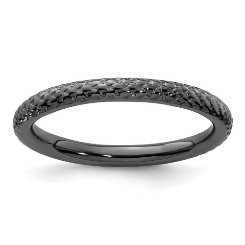 Ruthenium-Plated Sterling Silver Stackable Expressions Black-Plated Cable Ring, 2.25 mm - QSK205
