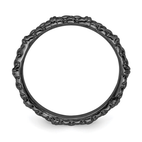 Ruthenium-Plated Sterling Silver Stackable Expressions Black-Plated Cable Ring, 2.25 mm - QSK209 - View 2