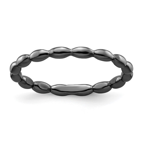 Ruthenium-Plated Sterling Silver Stackable Expressions Black-Plated Rice Ring, 2.25 mm
