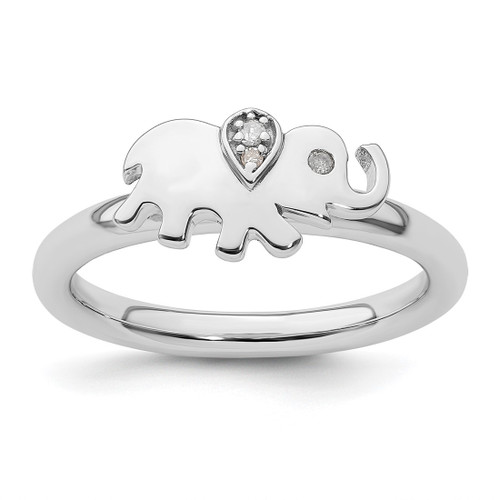 Sterling Silver Stackable Expressions Elephant Diamond Ring, 2.47 mm
