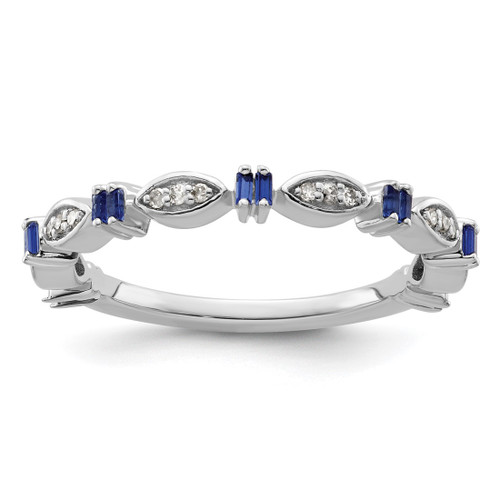 Sterling Silver Stackable Expressions Lab-Created Sapphire 0.066ct Diamond Ring, 2.6 mm