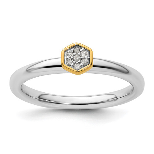 Sterling Silver Stackable Expressions Gold-Tone 0.042ct Diamond Ring, 2.56 mm