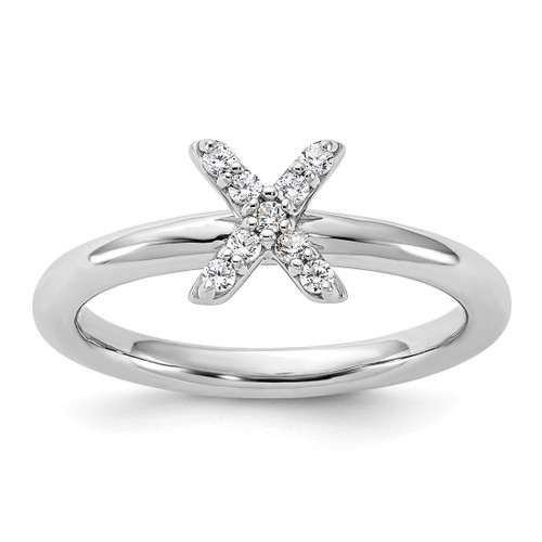 Sterling Silver Stackable Expressions Rhodium-Plated Cubic Zirconia X Ring, 2.3 mm