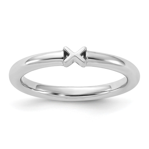 Sterling Silver Stackable Expressions Rhodium-Plated X Ring, 2.5 mm, 3.2 mm Top Length