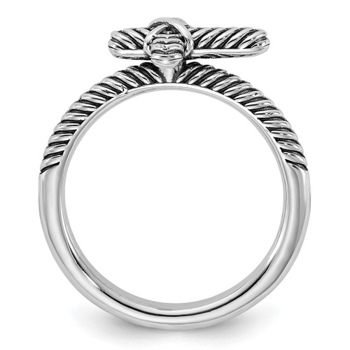 Sterling Silver Stackable Expressions Oxidized and Textured Cross Ring, 2.25 mm - View 2