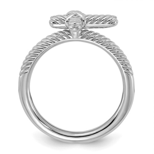 Sterling Silver Stackable Expressions Rhodium-Plated Textured Cross Ring, 2.25 mm - View 2