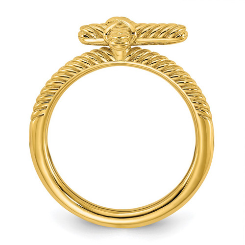 Sterling Silver Stackable Expressions Gold-Tone Textured Cross Ring, 2.25 mm - View 2