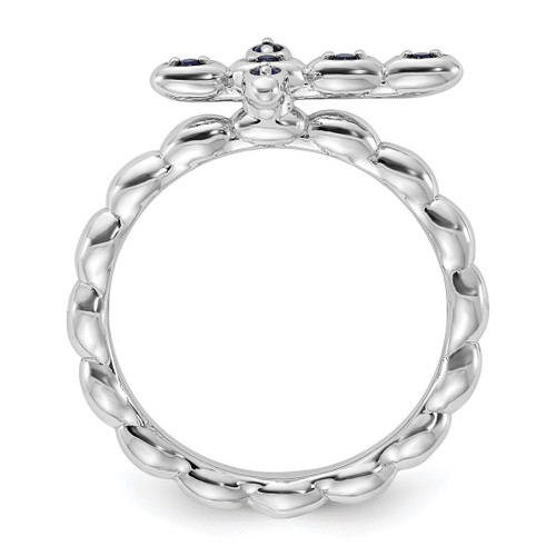 Sterling Silver Stackable Expressions Rhodium-Plated Lab-Created Sapphire Cross Ring, 2.5 mm - View 2