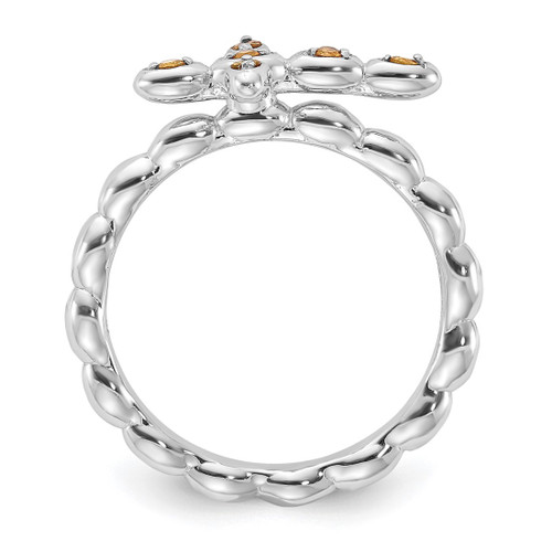 Sterling Silver Stackable Expressions Rhodium-Plated Citrine Cross Ring, 2.5 mm - View 2