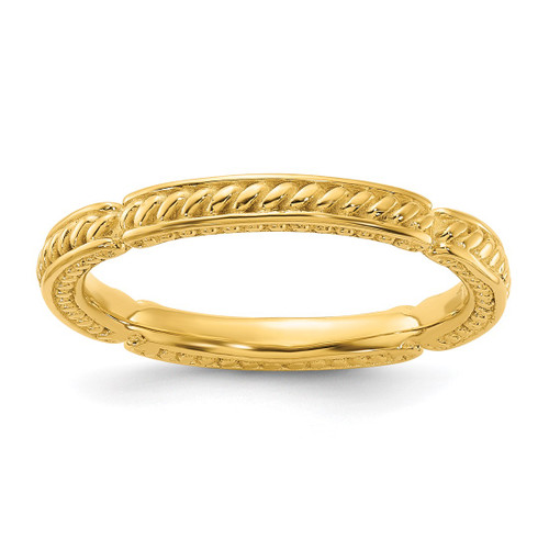 Sterling Silver Stackable Expressions Gold-Tone Textured Ring, 2.5 mm