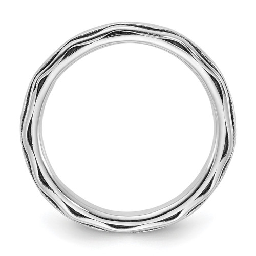 Sterling Silver Stackable Expressions Oxidized Wave Design Ring, 2.5 mm - View 2