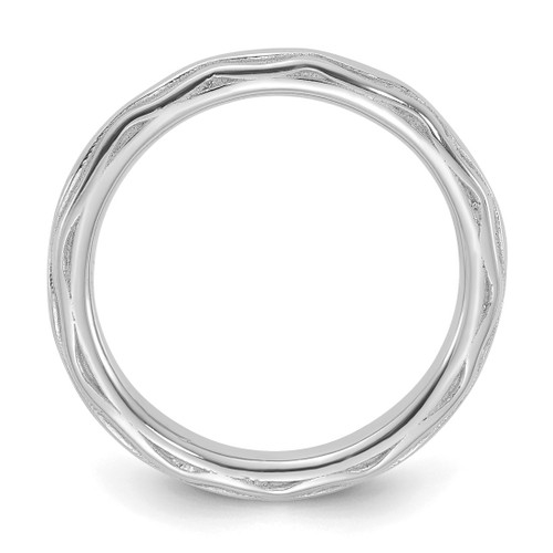 Sterling Silver Stackable Expressions Rhodium-Plated Wave Design Ring, 2.5 mm - View 2
