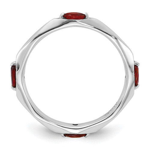Sterling Silver Stackable Expressions Rhodium-Plated Garnet Ring, 2.5 mm - View 2