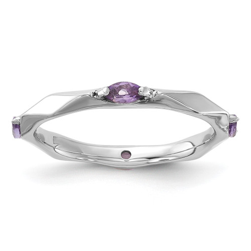 Sterling Silver Stackable Expressions Rhodium-Plated Amethyst Ring, 2.5 mm