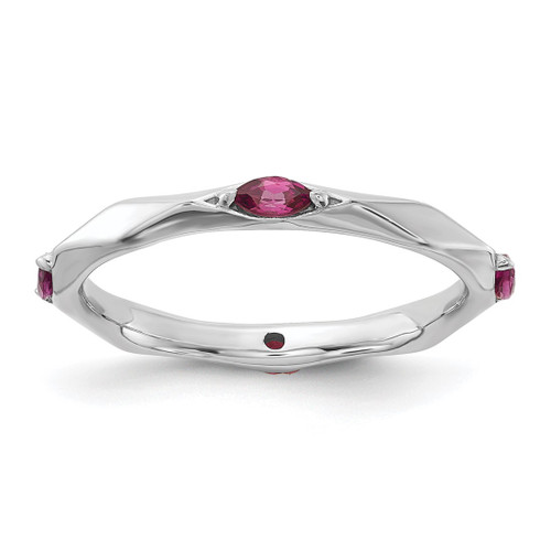 Sterling Silver Stackable Expressions Rhodium-Plated Rhodolite Garnet Ring, 2.5 mm