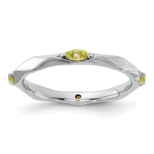 Sterling Silver Stackable Expressions Rhodium-Plated Peridot Ring, 2.5 mm