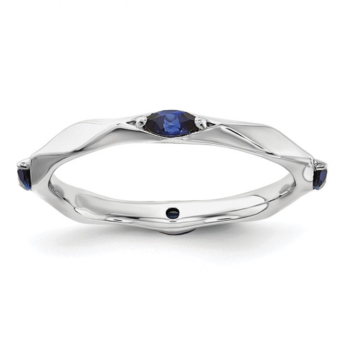 Sterling Silver Stackable Expressions Rhodium-Plated Lab-Created Sapphire Ring, 2.5 mm