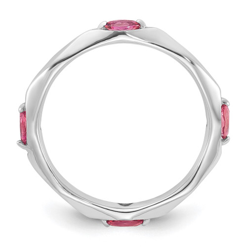 Sterling Silver Stackable Expressions Rhodium-Plated Pink Tourmaline Ring, 2.5 mm - View 2