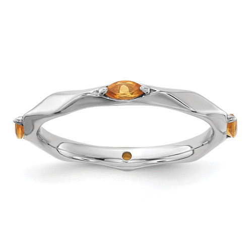 Sterling Silver Stackable Expressions Rhodium-Plated Citrine Ring, 2.5 mm