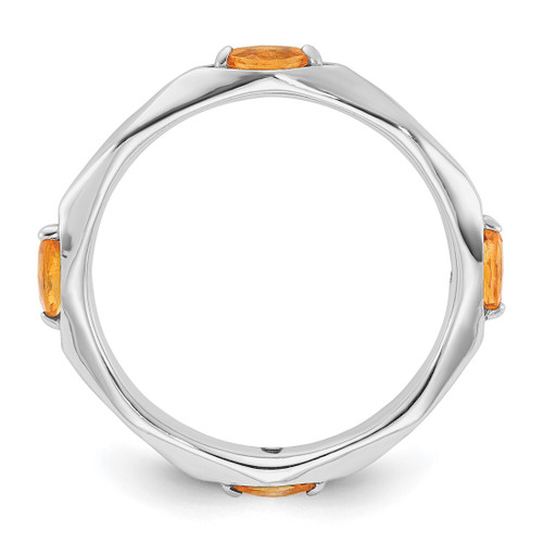 Sterling Silver Stackable Expressions Rhodium-Plated Citrine Ring, 2.5 mm - View 2
