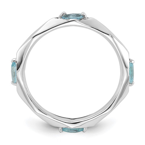 Sterling Silver Stackable Expressions Rhodium-Plated Blue Topaz Ring, 2.5 mm - View 2