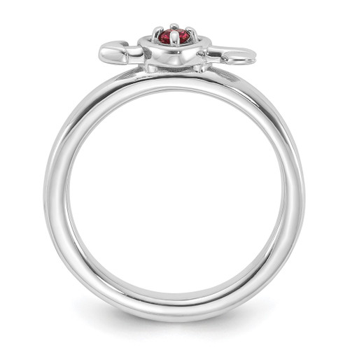 Sterling Silver Stackable Expressions Rhodium-Plated Pink Tourmaline Heart with Arrow Ring, 2.5 mm - View 2