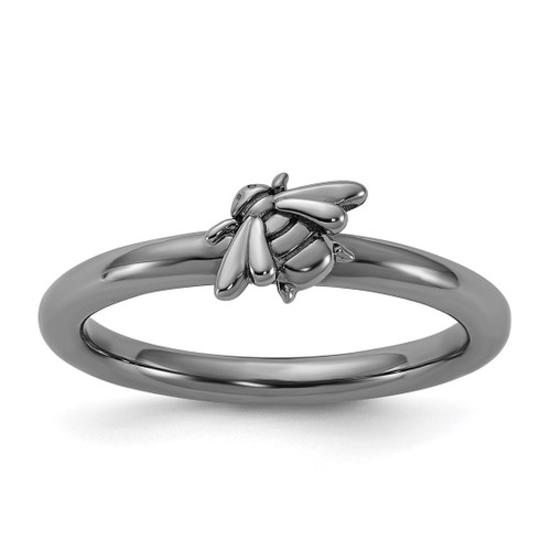 Sterling Silver Stackable Expressions Black Rhodium-Plated Bee Ring, 2.5 mm