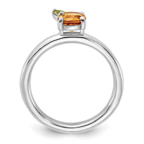 Sterling Silver Stackable Expressions Rhodium-Plated Citrine Peridot Orange Ring, 2.5 mm - View 2
