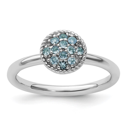 Sterling Silver Stackable Expressions Blue Topaz Rhodium-Plated Ring, 2.25 mm