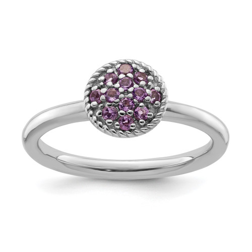 Sterling Silver Stackable Expressions Amethyst Rhodium-Plated Ring, 2.25 mm