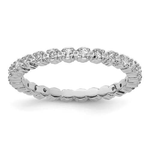 Rhodium-Plated Sterling Silver Stackable Expressions White Topaz Ring, 2.25 mm - QSK353