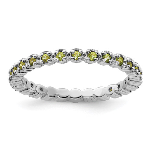 Rhodium-Plated Sterling Silver Stackable Expressions Peridot Ring, 2.25 mm - QSK357
