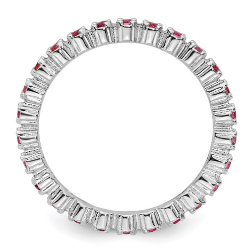 Rhodium-Plated Sterling Silver Stackable Expressions Pink Tourmaline Ring, 2.25 mm - QSK359 - View 2