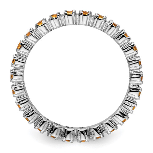 Rhodium-Plated Sterling Silver Stackable Expressions Citrine Ring, 2.25 mm - QSK360 - View 2