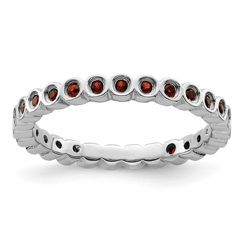 Rhodium-Plated Sterling Silver Stackable Expressions Garnet Ring, 2.25 mm - QSK362