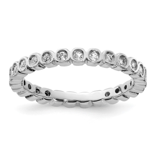 Rhodium-Plated Sterling Silver Stackable Expressions White Topaz Ring, 2.25 mm - QSK365