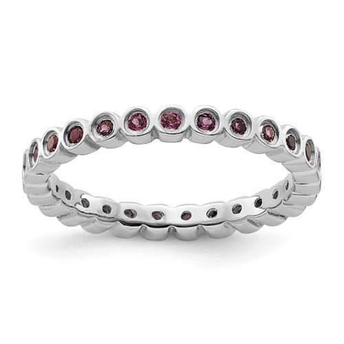 Rhodium-Plated Sterling Silver Stackable Expressions Rhodolite Garnet Ring, 2.25 mm
