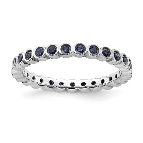 Rhodium-Plated Sterling Silver Stackable Expressions Lab-Created Sapphire Ring, 2.25 mm - QSK370