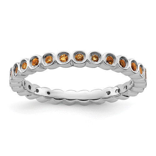 Rhodium-Plated Sterling Silver Stackable Expressions Citrine Ring, 2.25 mm - QSK372