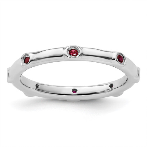 Rhodium-Plated Sterling Silver Stackable Expressions Lab-Created Ruby Ring, 2.25 mm - QSK380