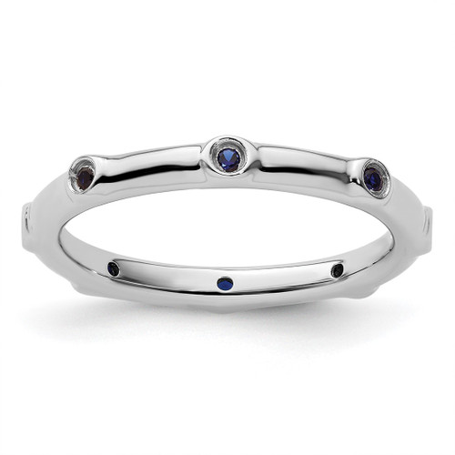 Rhodium-Plated Sterling Silver Stackable Expressions Lab-Created Sapphire Ring, 2.25 mm - QSK382