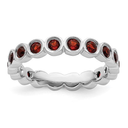 Rhodium-Plated Sterling Silver Stackable Expressions Garnet Ring, 3.5 mm