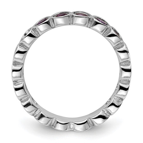 Rhodium-Plated Sterling Silver Stackable Expressions Amethyst Ring, 3.5 mm - View 2