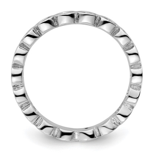 Rhodium-Plated Sterling Silver Stackable Expressions Aquamarine Ring, 3.5 mm - View 2