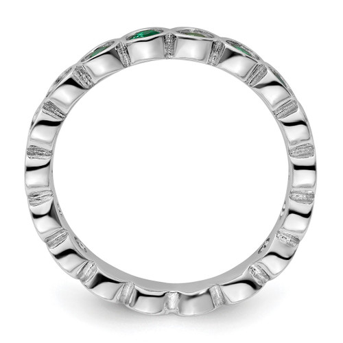 Rhodium-Plated Sterling Silver Stackable Expressions Lab-Created Emerald Ring, 3.5 mm - View 2