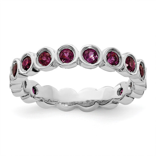 Rhodium-Plated Sterling Silver Stackable Expressions Rhodolite Garnet Ring, 3.5 mm