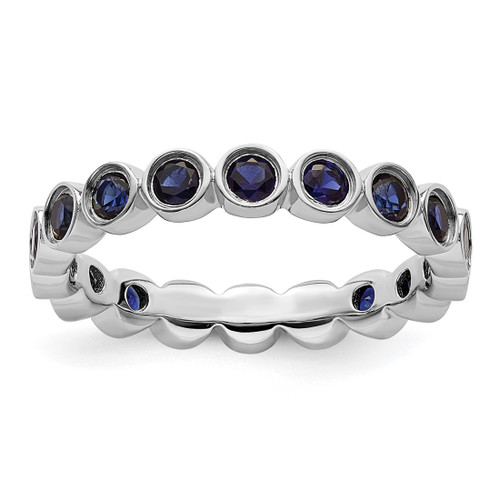 Rhodium-Plated Sterling Silver Stackable Expressions Lab-Created Sapphire Ring, 3.5 mm