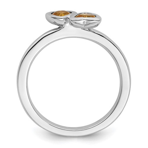 Rhodium-Plated Sterling Silver Stackable Expressions Citrine Double Heart Ring, 2.25 mm - View 2