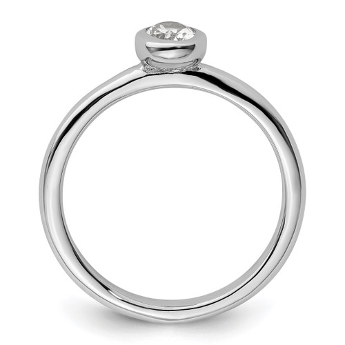 Rhodium-Plated Sterling Silver Stackable Expressions Oval White Topaz Ring, 2.25 mm - View 2